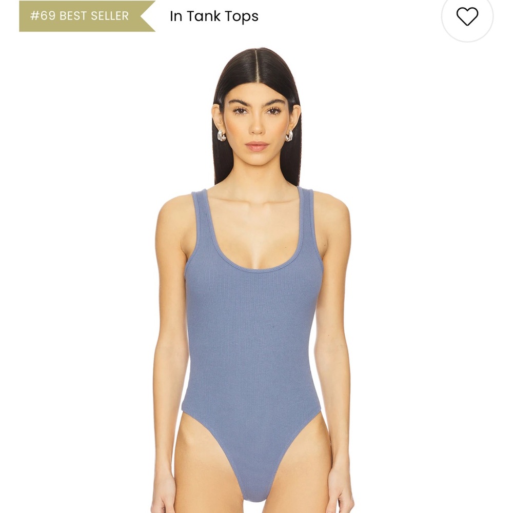 L'AGENCE Ribbed Blue Bodysuit